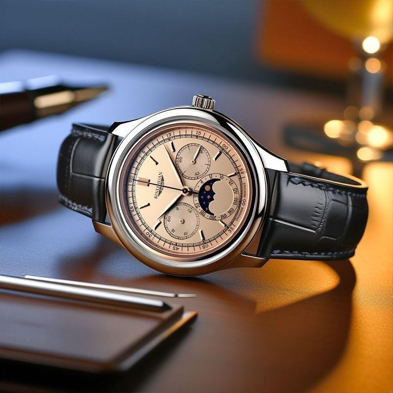 Men Business Casual Leather Watch Quartz Analog Wristwatch Birthday Gift Daily Decoration