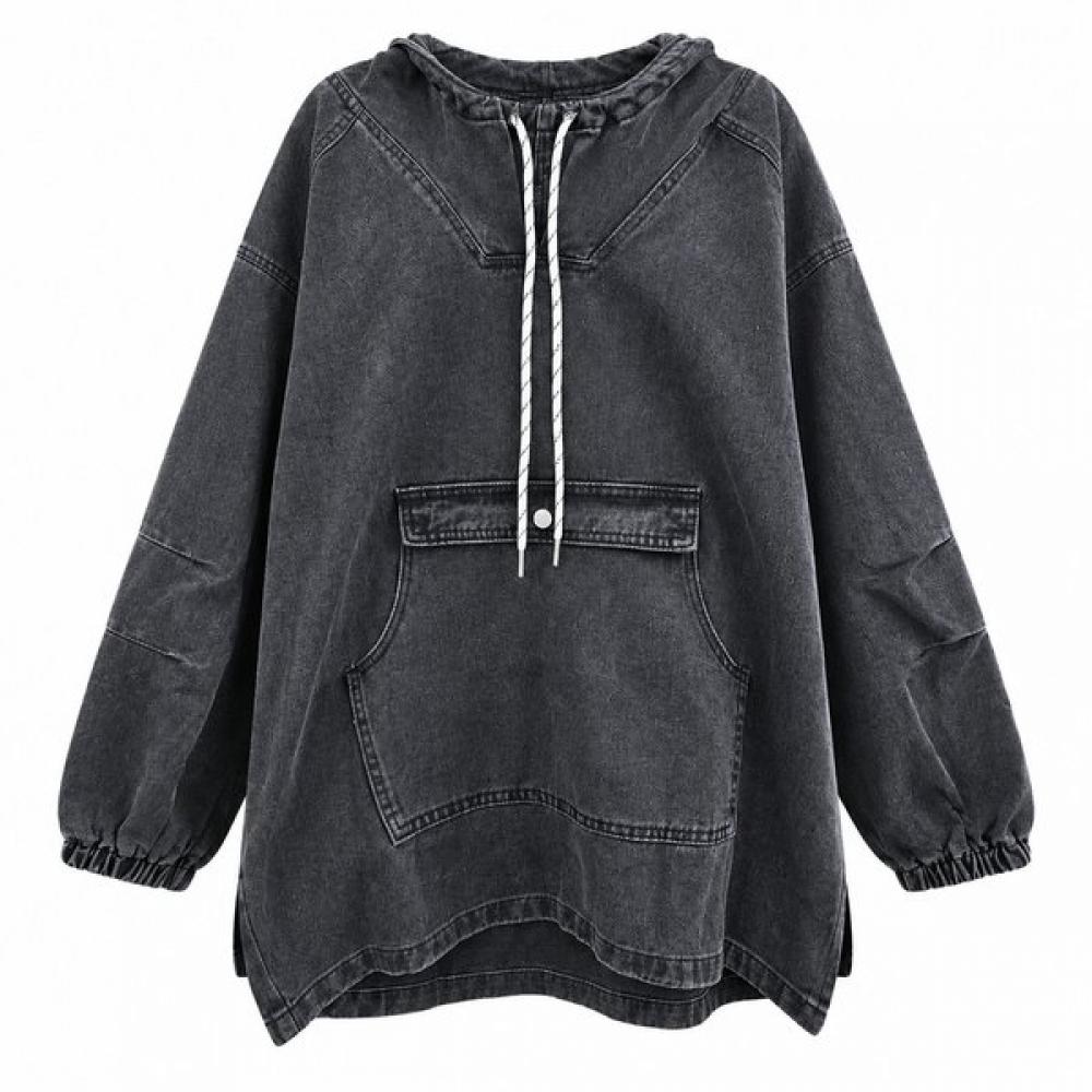 Ggpx New York Hooded Denim Kangaroo Pocket Blouse Gq9sh020f