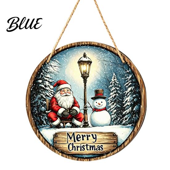 Santa Claus Wall Art Christmas Wooden Hanging Pendant Festive Ornaments with Hemp Rope for Tree Rustic Farmhouse Window Fireplace Decoration,