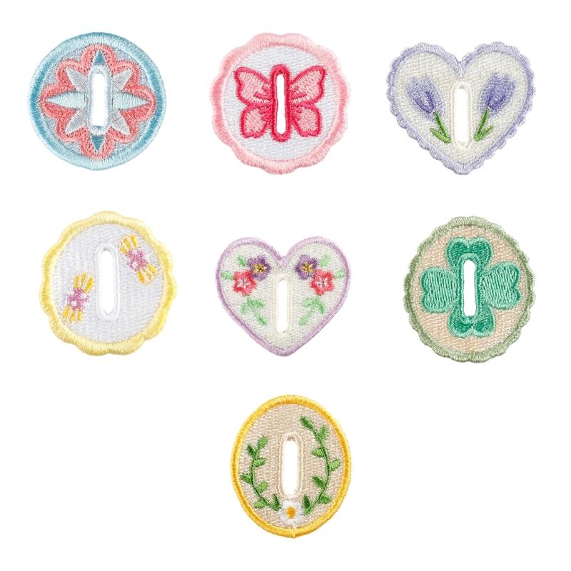 

7 Pcs Button Embroidered Patches Heart-Shaped Sewing Patches Iron On Patches Applique Patches Sew On Patches for Clothes 1