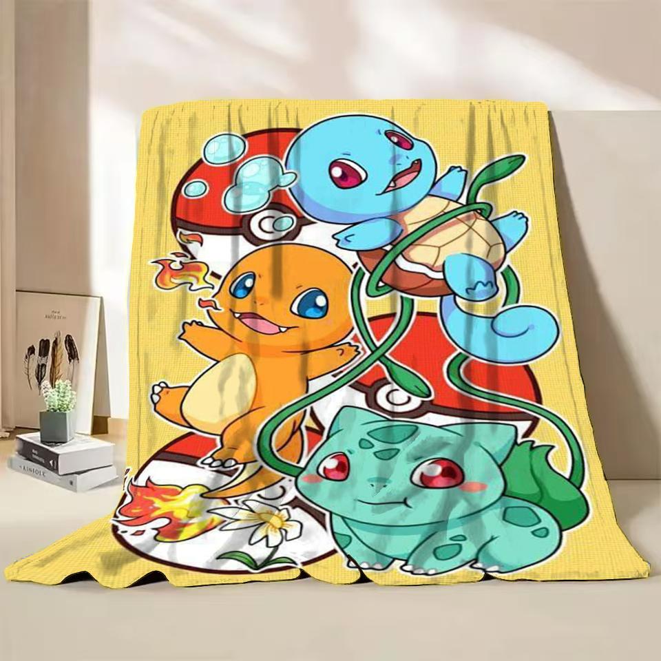 Pokemon Bulbasaur Flannel Throw Blanket for Bed Sofa Home Bedroom Office Travel Children's Cover Blankets Kids Winter Warm Gifts