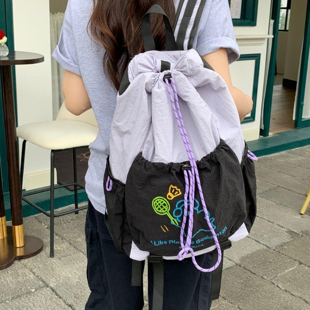 Large Capacity Fitness Shoulder Bag Cartoon Puppy Drawstring Fitness Bag  Women