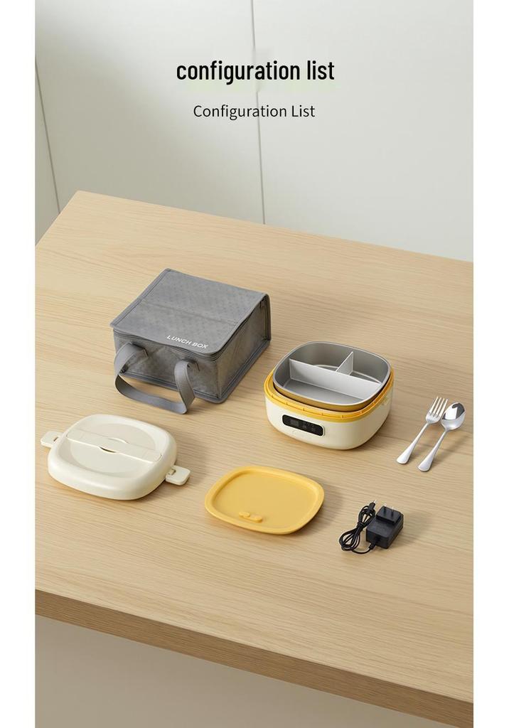 Portable Electric Heated Lunch Box – No Water Needed, Ideal for Office Workers, Insulated and Convenient.