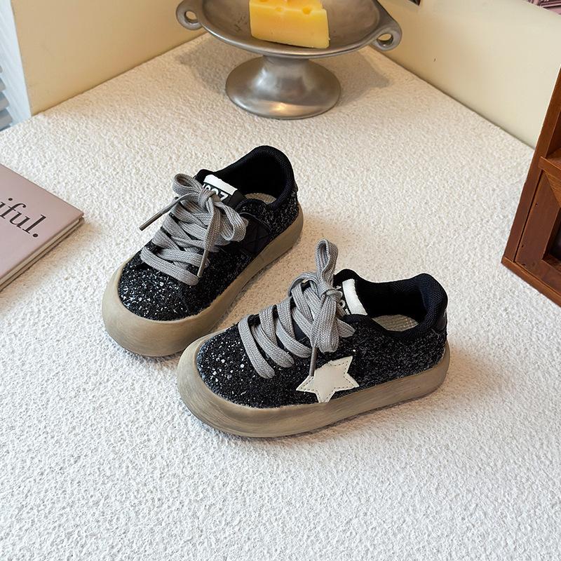 

Children s sequined casual princess sneakers, new autumn model with Velcro closure, star-patterned sports shoes for boys and girls 25 чорний