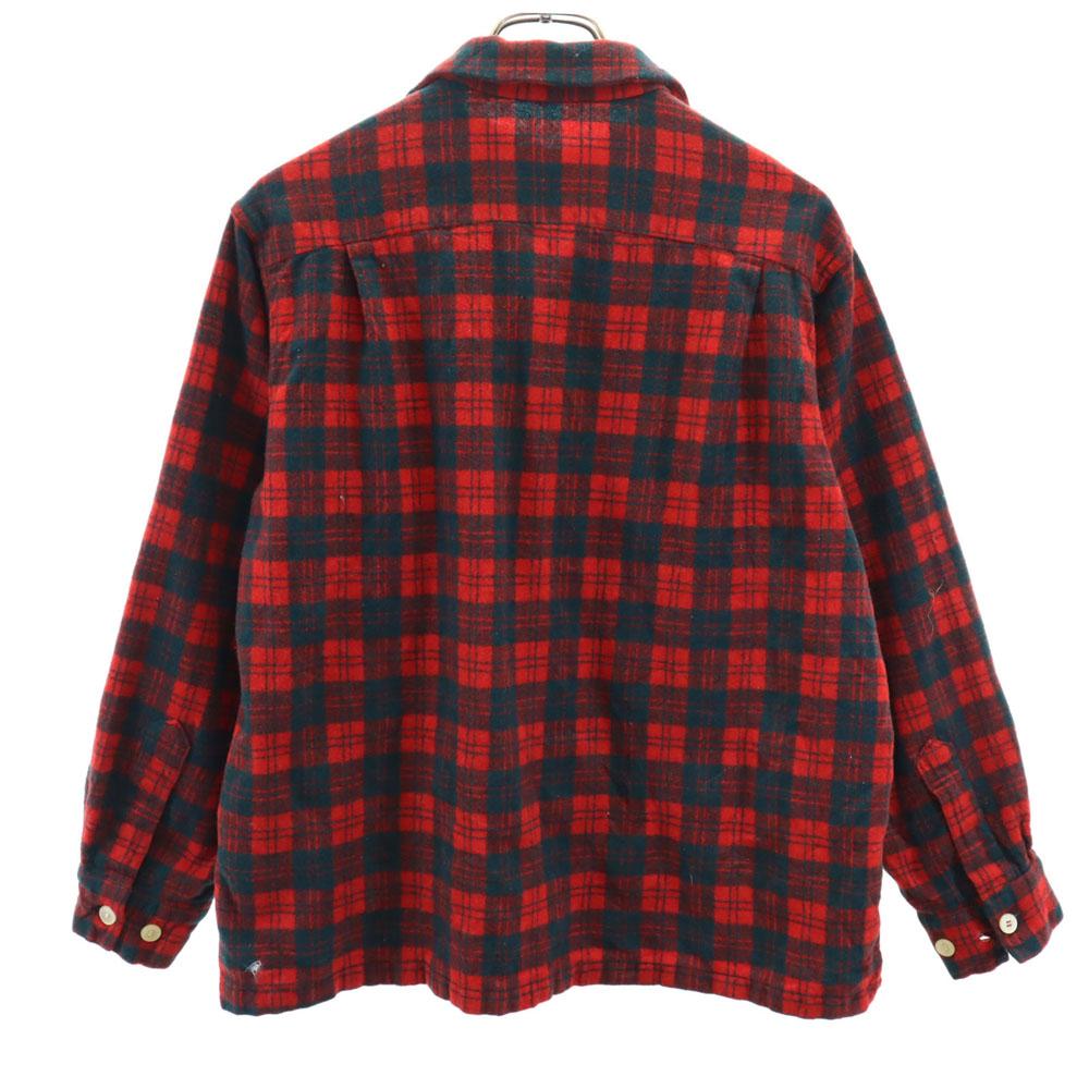 Congress 50s 60s Vintage Made In England Check Pattern Long Sleeve Open Color Flannel Shirt Men's Used