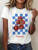 WomenS Tomato Art Graphic Casual Crew Neck Sleeve Top with Vibrant Tomato Print Summer Sleeved Harajuku Streetwear Tops Tees