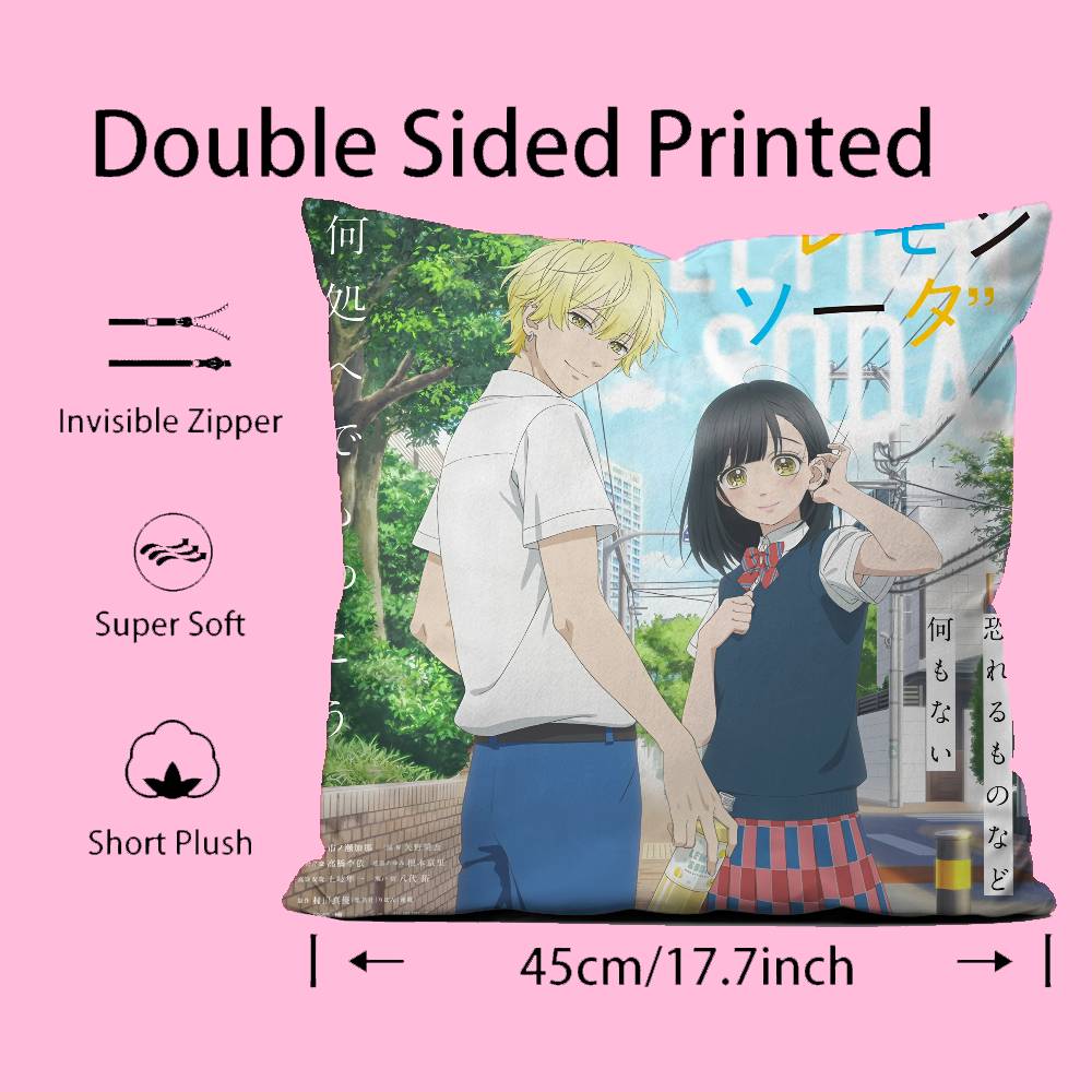 Anime H-Honey L-Lemon Soda Pillow Case Pattern Printing Pillowcase Living Room Sofa Cushion Cover Bedroom Room Decor