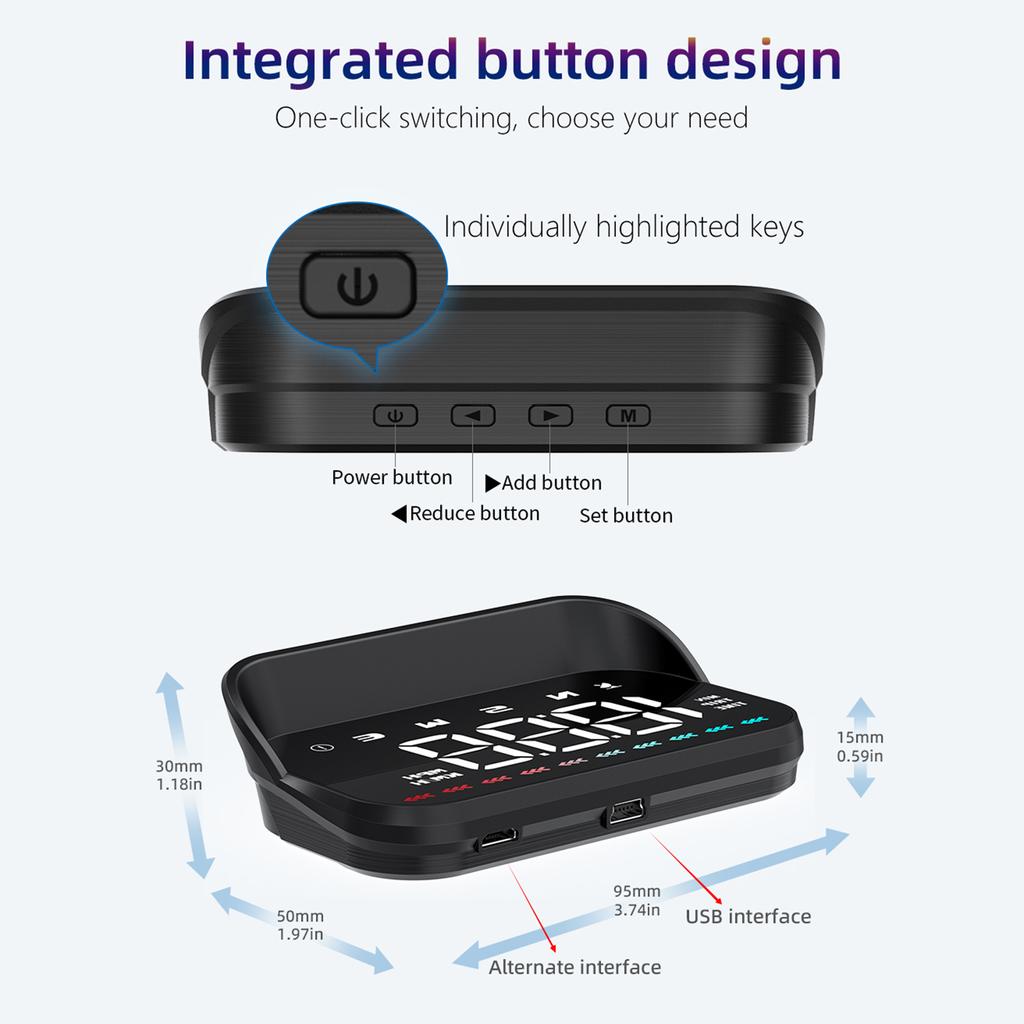 Heads-Up Display Digitální rychloměr GPS Rychloměr pro auto Zobrazuje směr rychlosti Čas jízdy
