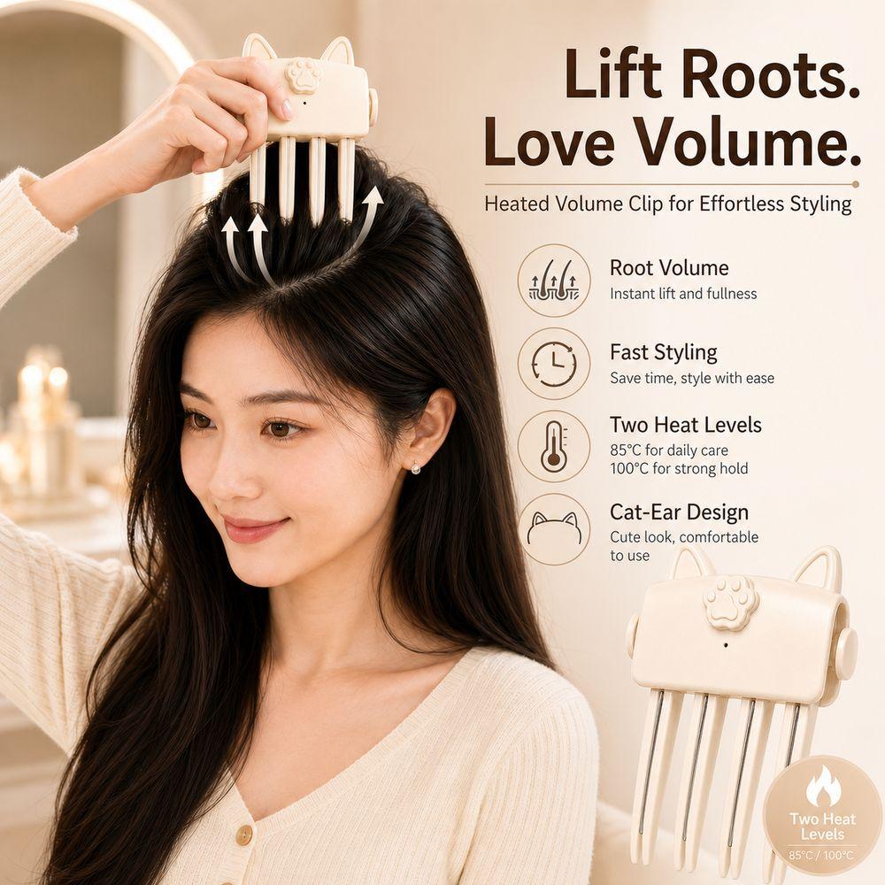Rechargeable Electric Hair Clips High Crown Hair Roots Volumizer Volumizing Bangs Clip For Women