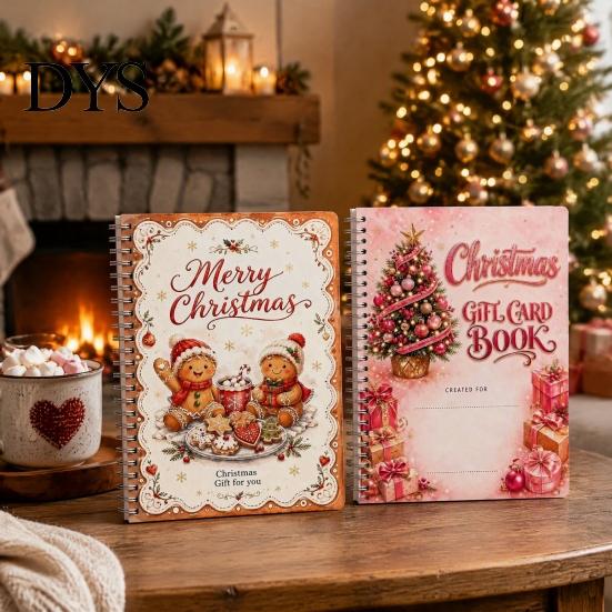 Festliche Feiertagsgeschenkpräsentation DIY Spiralgebundenes Weihnachtskartenbuch, 5x7 Heft, Dekoratives Heft 10 Seiten Frohe Karten, Geschenke für Familie,