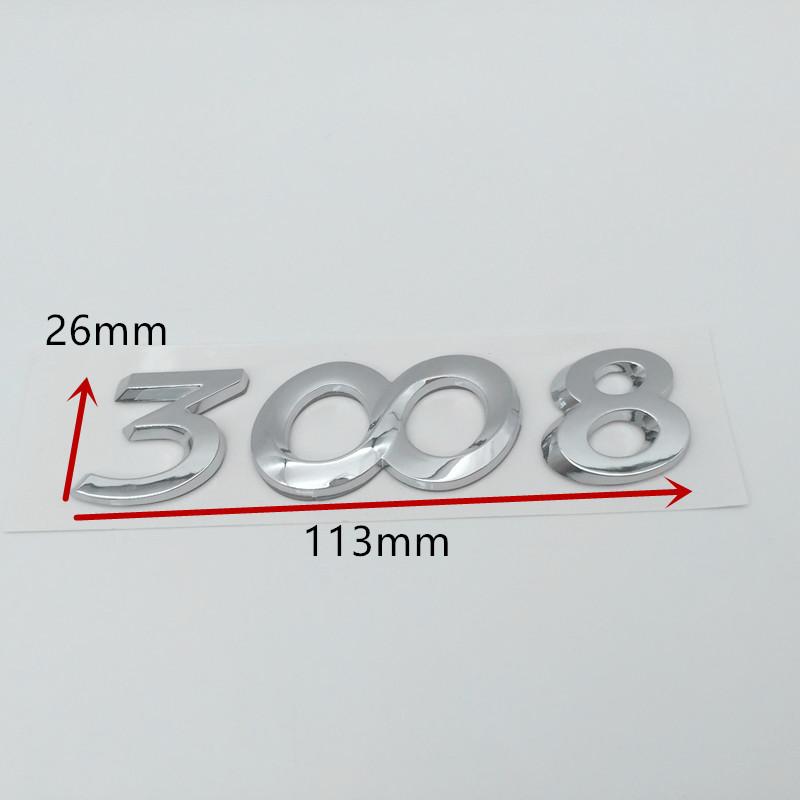 1pcs 3D ABS GT 2008 3008 4008 5008 car Letter Emblem Rear tail trunk Decals badge sticker Decal styling Accessories