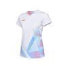 Li Ning Badminton Series Quick-Dry Cool Straight-Cut Short Sleeve T-Shirt Women Tops White AAYU128-2