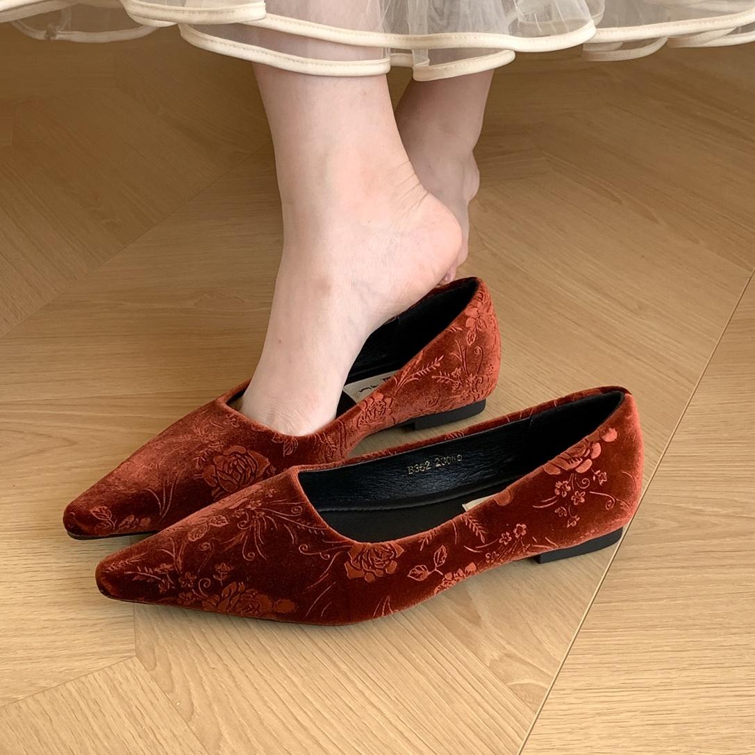 

Bailamos Women Flats Fashion Pointed Toe Shallow Slip On Ladies Eelgant Dress Shoes Thin Low Heel Single Shoes Mujer 35