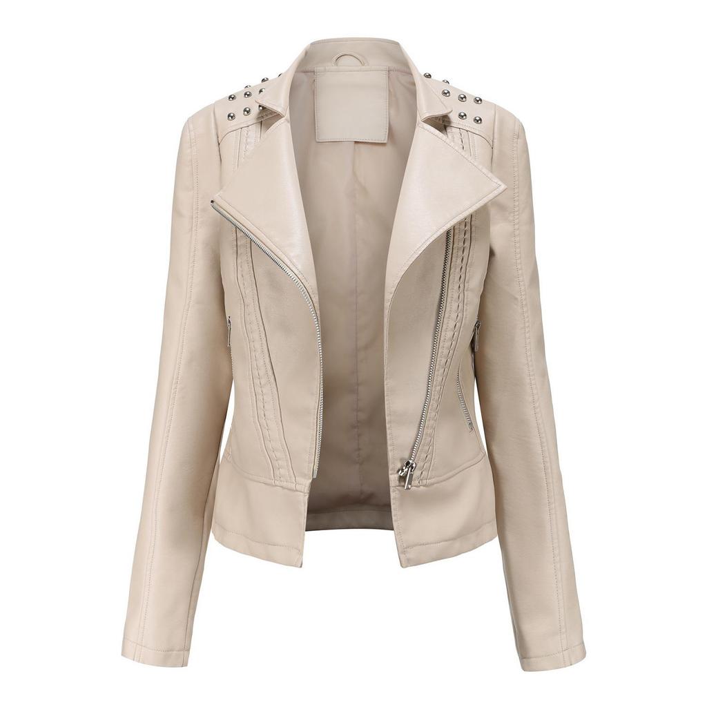 2024 Women's Slim PU Leather Motorcycle Jacket - New Autumn/Winter Short Coat