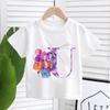 KPop Demon Hunters White T-shirt for Children A-Z Letters Tee Top Cartoon Round Collar Clothes Kids Short Sleeve Clothing Gift