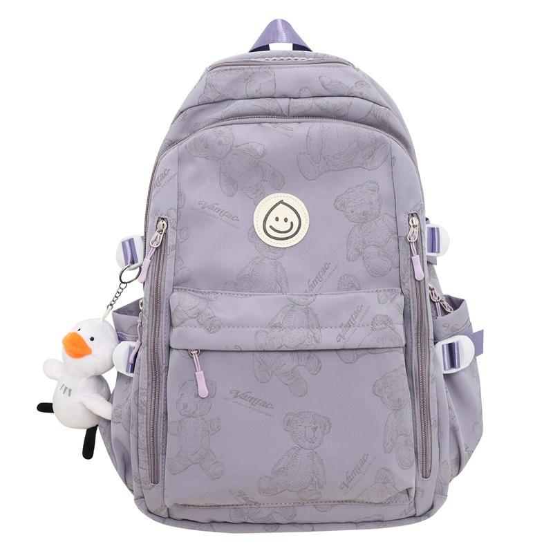 Schoolbag backpack men's trendy cool printed cartoon bear new backpack large capacity Korean version Japanese primary and secondary school students