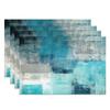 Blau-Graues Ombre Kunst-Tischset Set of 4 Modern Abstrakt Geometrische Blöcke Tischmatten 12x18 Zoll für Küchen-Esstisch-Dekoration Hitzebeständig Wasser
