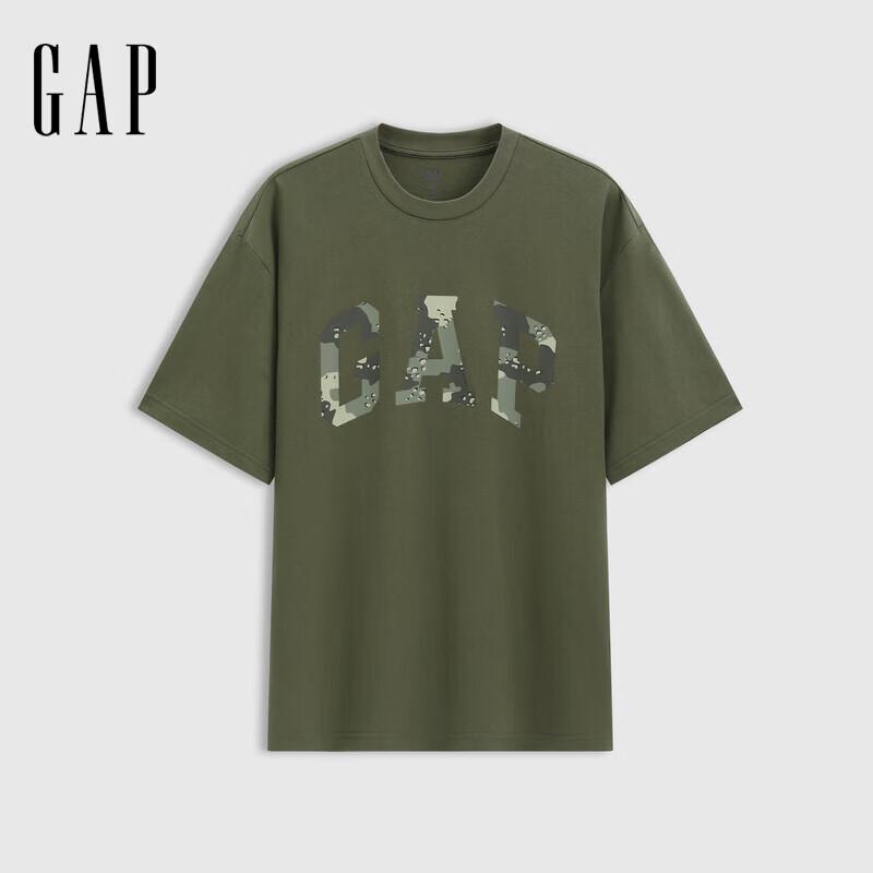 GAP Unisex 2025 Summer Cotton Logo Print Round Neck Short Sleeve T-Shirt