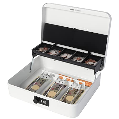 

Металевий сейф Lysmics з відділеннями для монет та банкнот, білий, великий