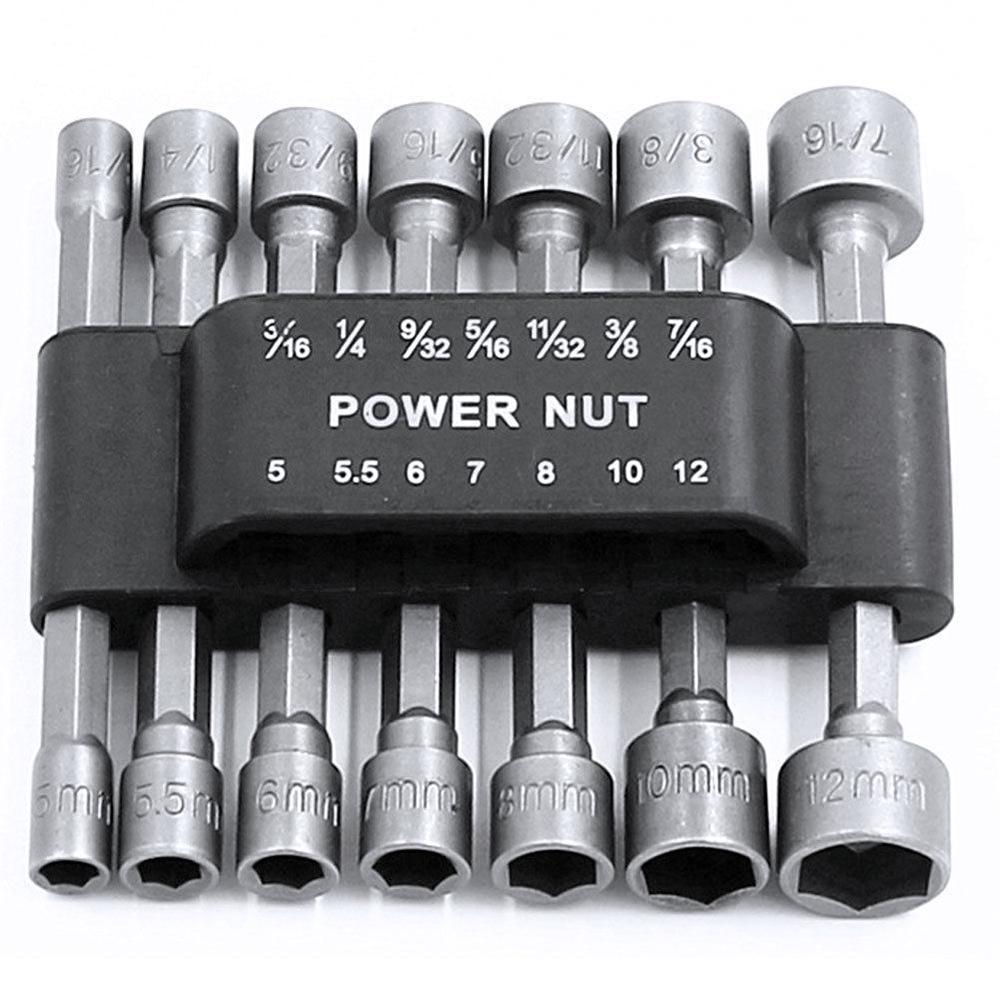 9Pc Hex Magnetic Nut Driver Set 1//4/"-1//2/" Imperial CRV Perceuse Bits Socket