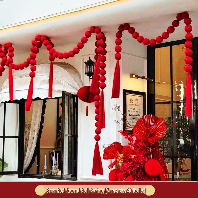 Festive Wine Red Velvet Pendant for New Year & Spring Festival Decorations