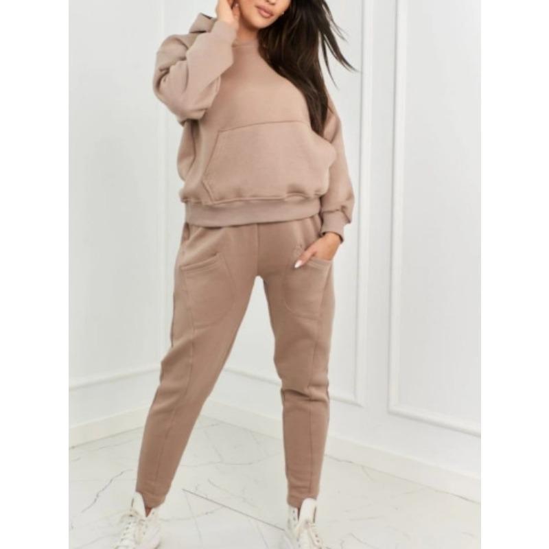 Módní dámská dvoudílná mikina na zip a široké tepláky, ležérní souprava