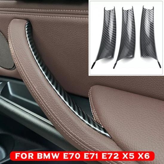 Комплект накладок на внутренние дверные ручки автомобиля под карбон для BMW X5 E70 2008-2013
