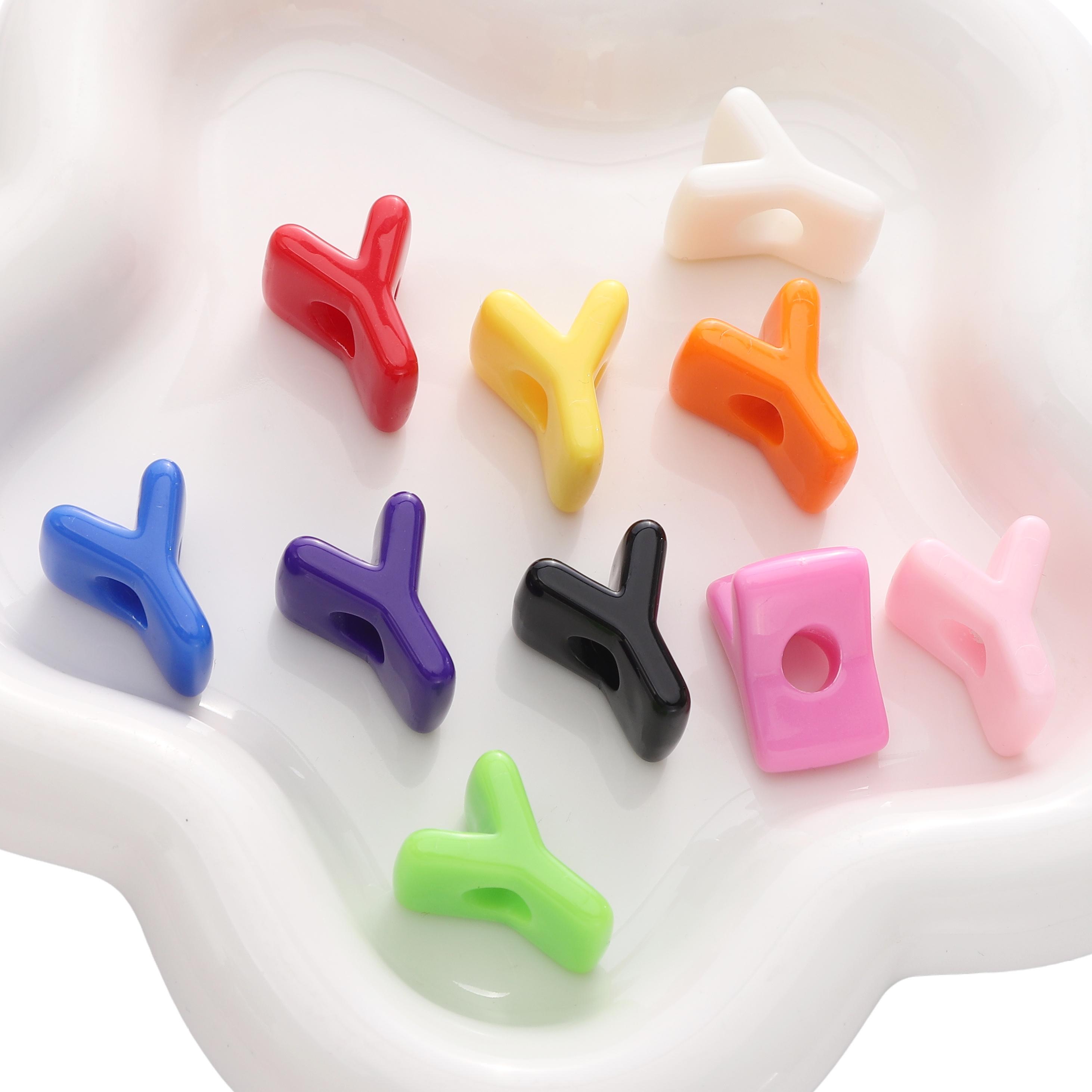 

10 шт. Акрилові намистини з великим отвором, літерні аксесуари, цифрові інтервальні розсипні намистини для виготовлення браслетів, намист, ювелірних виробів своїми руками random Y