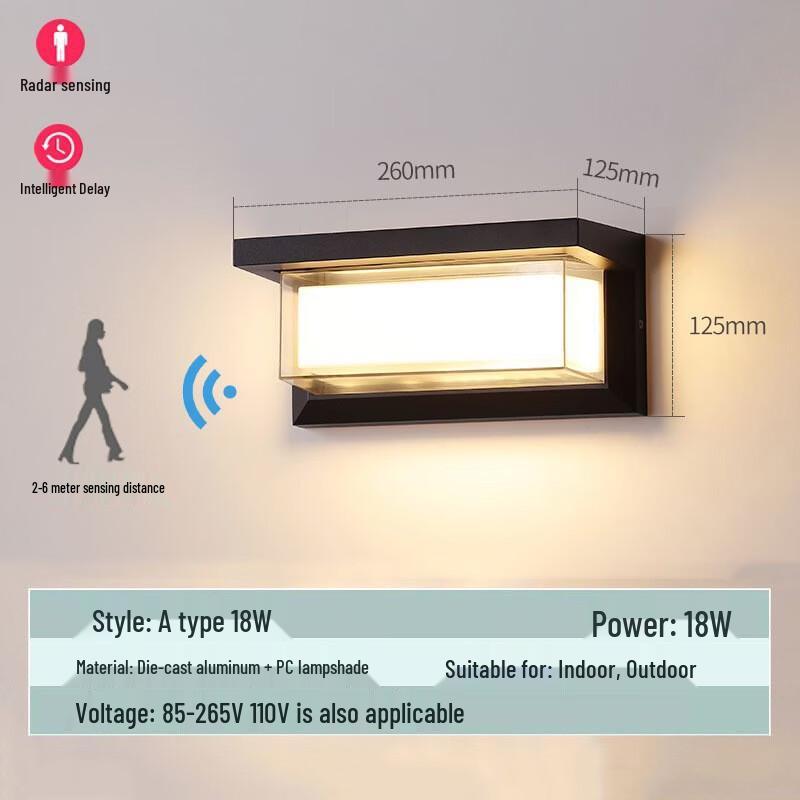 Outdoor Waterproof LED Sensor Wall Lamp