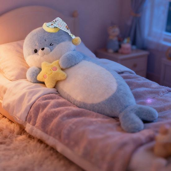 70CM Seal Doll Plush Body Pillow 70cm Soft Stuffed Elongated Seal Pillow for Sleeping Back
