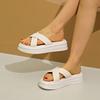 Fashion High Platform Slippers For Women Open Toe Leather Wedges Chunky Sandals New  Summer Thick Bottom Female Beach Flip Flops