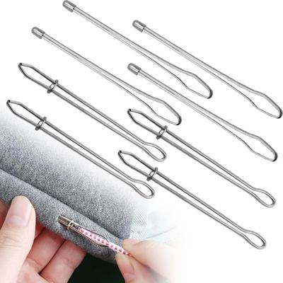 6 Stück Seileinfädler-Clip, Kordelzug-Einfädelwerkzeug aus Edelstahl mit Pinzette, DIY-Seileinfädel-Clip für Kapuzenpullover, Hosen, Kordelzug-Ersatz