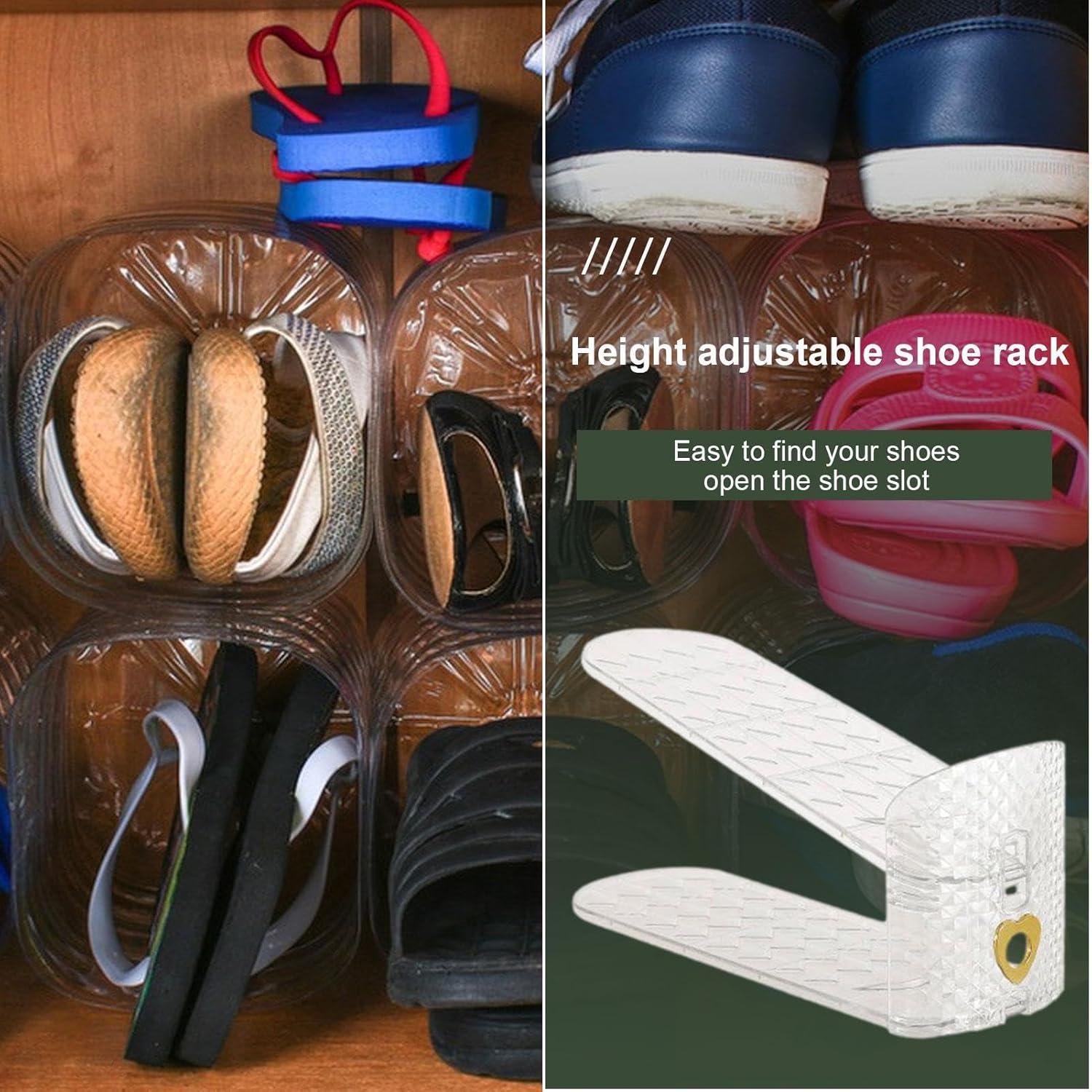 Shoe Stacker Organizer, Shoes Slots Double Layer, Adjustable Shoe Slots Organizer, Double Deck Shoe Holder, Storage Racks Non-Slip Shoe,