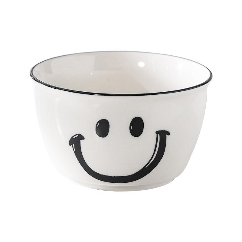 Smile Ceramic Bowl Rice Soup Salad Bowls White Plate Bowl Set Fruit Bowls Kitchen Household Supplies Nordic Korean Tableware