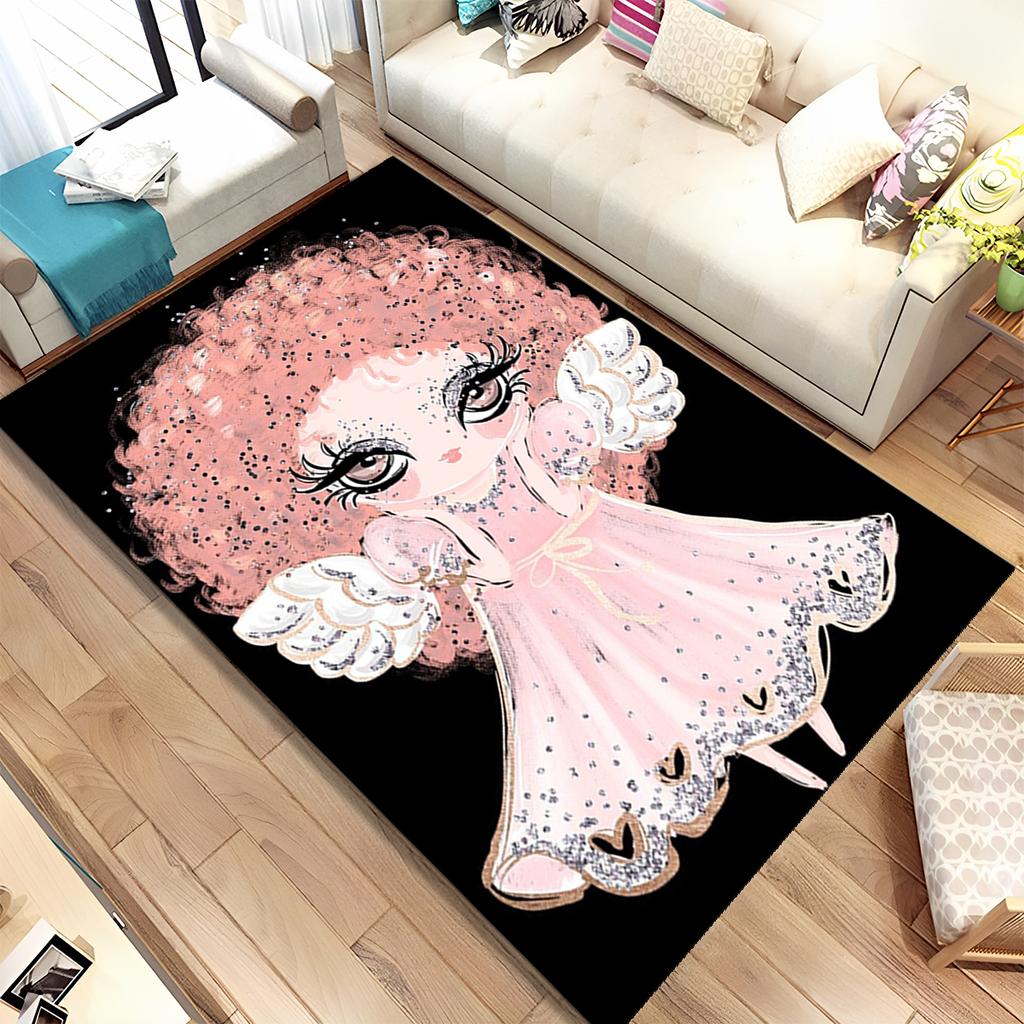 Covor de zonă cu desene animate cu zână balerină, covor pentru sufragerie, dormitor, canapea, covoraș, covoraș anti-alunecare pentru copii