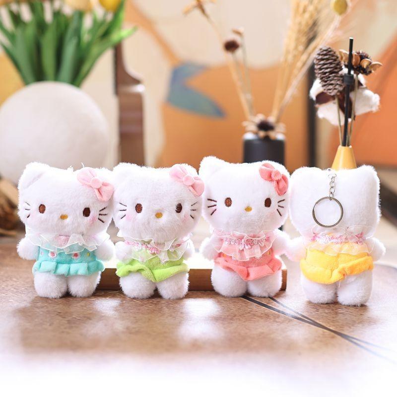 Pink With Bow Lace Skirt Plush Pendant Keychain For Decor Bag