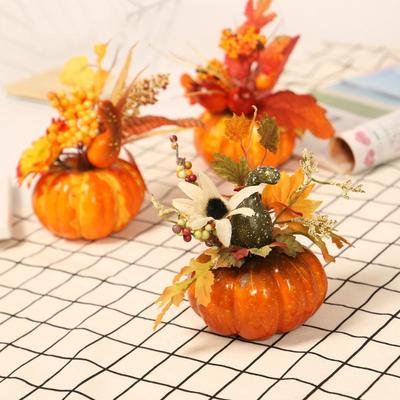 Simulation Pumpkin Table Pendulum Harvest Festival Halloween Autumn Color Decoration Props Maple Leaf Pomegranate Home Decoration