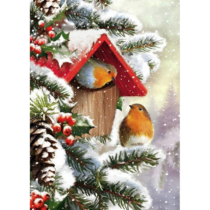 Noua pictură cu diamante 5D DIY Snowbird Broderie cu diamante Peisaj cu strasuri Artizanat Burghiu rotund complet Decor pentru casa Cadou de artă