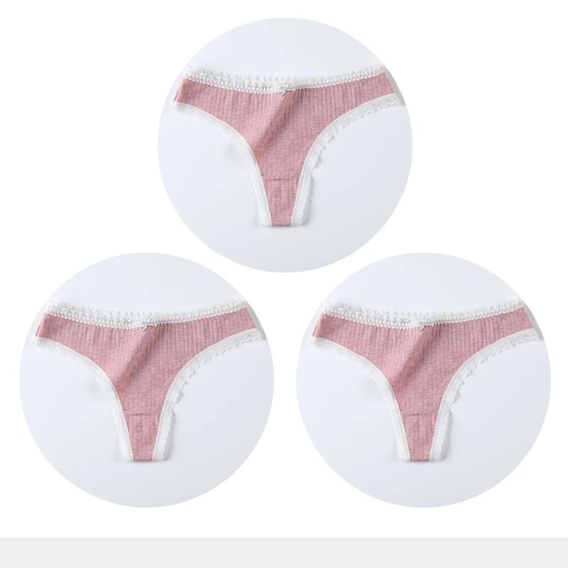 3 Pcs/Set Women Panties G-String Underwear Fashion Thong Sexy Cotton Panties Ladies G-string Soft Lingerie Solid Low Rise Panty