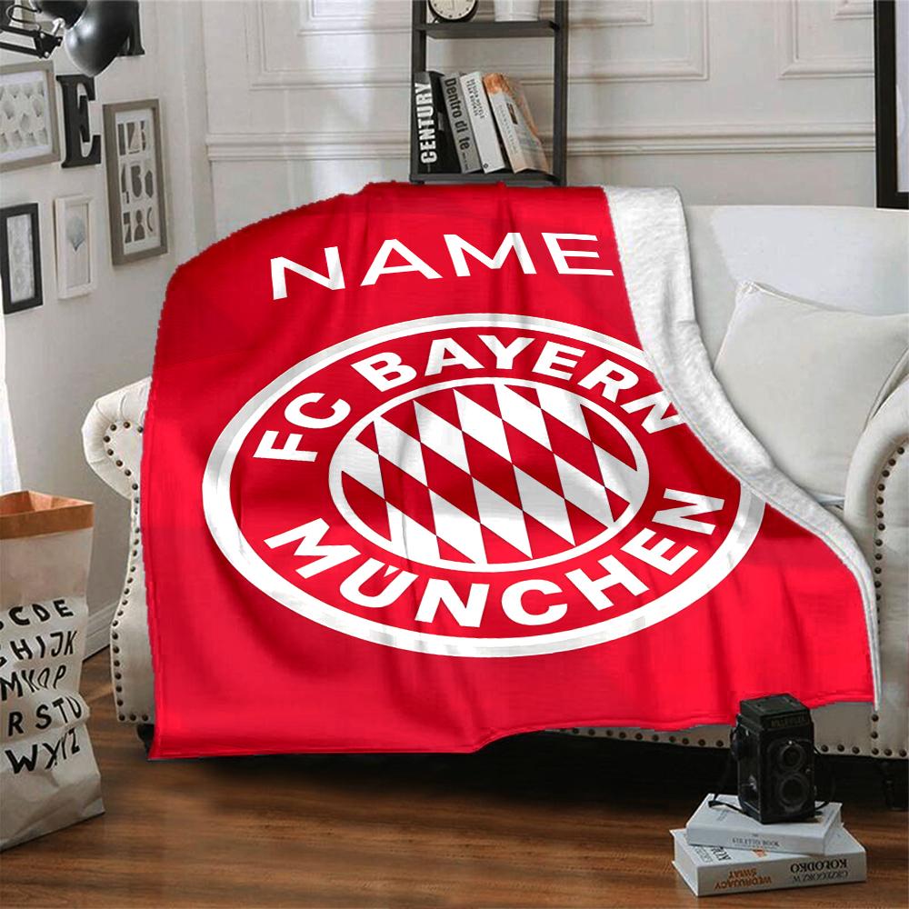 Custom Name Bayern Munich Crest Blanket for Couch & Bed, Plush Cozy Fuzzy Blanket Super Soft & Warm Blankets for Fall and Winter. 0908292
