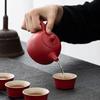 Red Ceramic Kung Fu Tea & Incense Ceremony Set