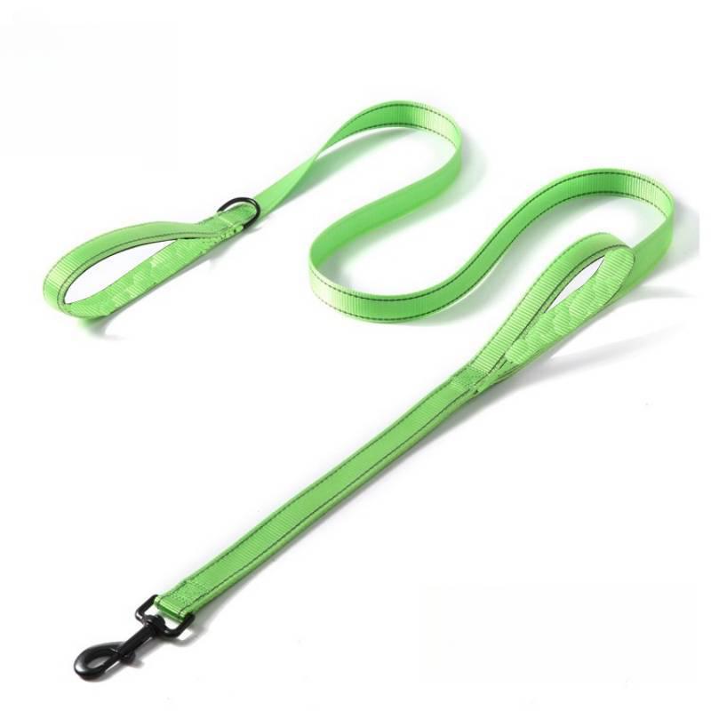 Reflekterande hundkoppel med dubbla handtag för medelstora och stora hundar - Explosionssäkert kedjerep