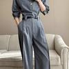 High-waisted Casual Slimming Wide-leg Grey Suit Pants for Women In Spring and Autumn