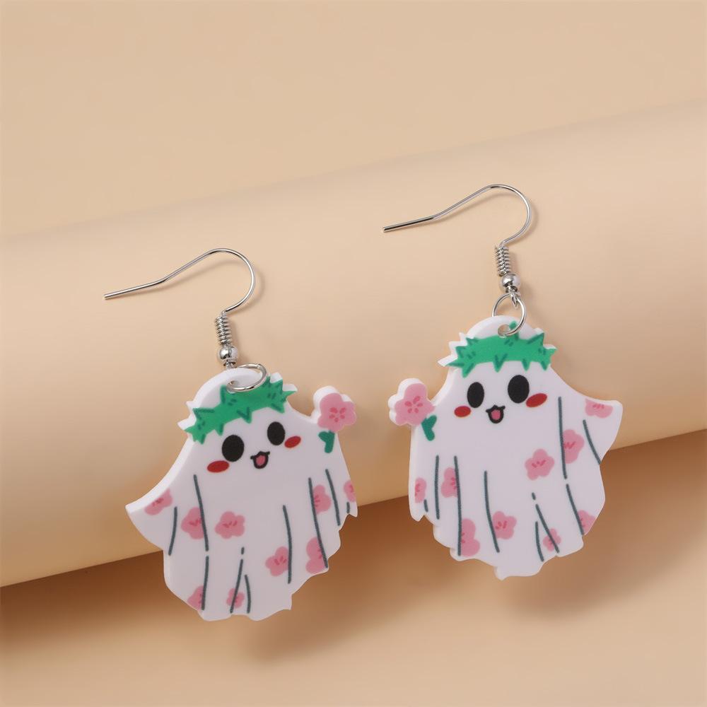 Fully Managed Eco-Friendly Acrylic Earrings, Personalized Halloween Ghost Demon Earrings Earrings