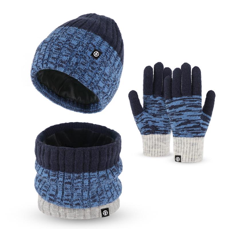 Men's and Women's Winter Cold-Proof Knitted Gloves, Hat, and Scarf Set - Warm and Thickened for Outdoor Use