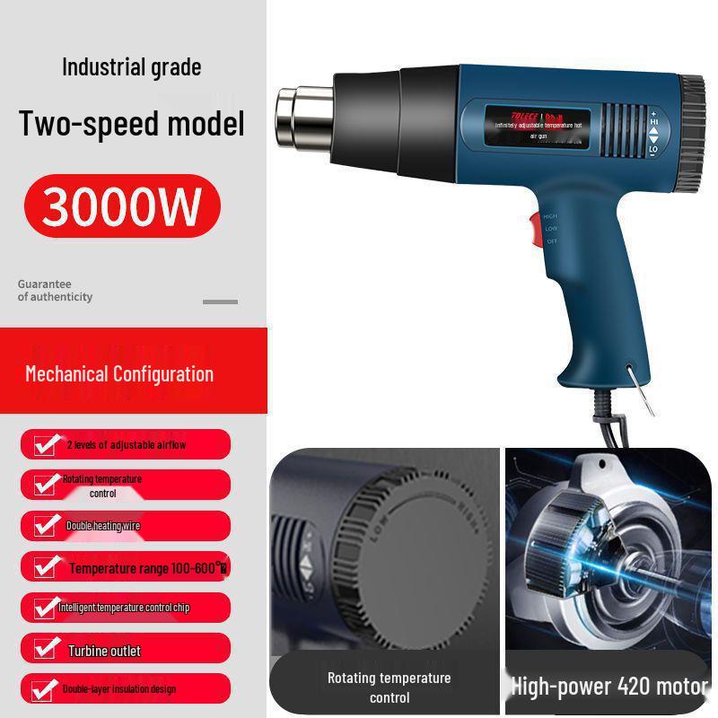 Digital Heat Gun: Adjustable Temperature Hot Air Gun for Car Wrapping & Heat Shrink with Display