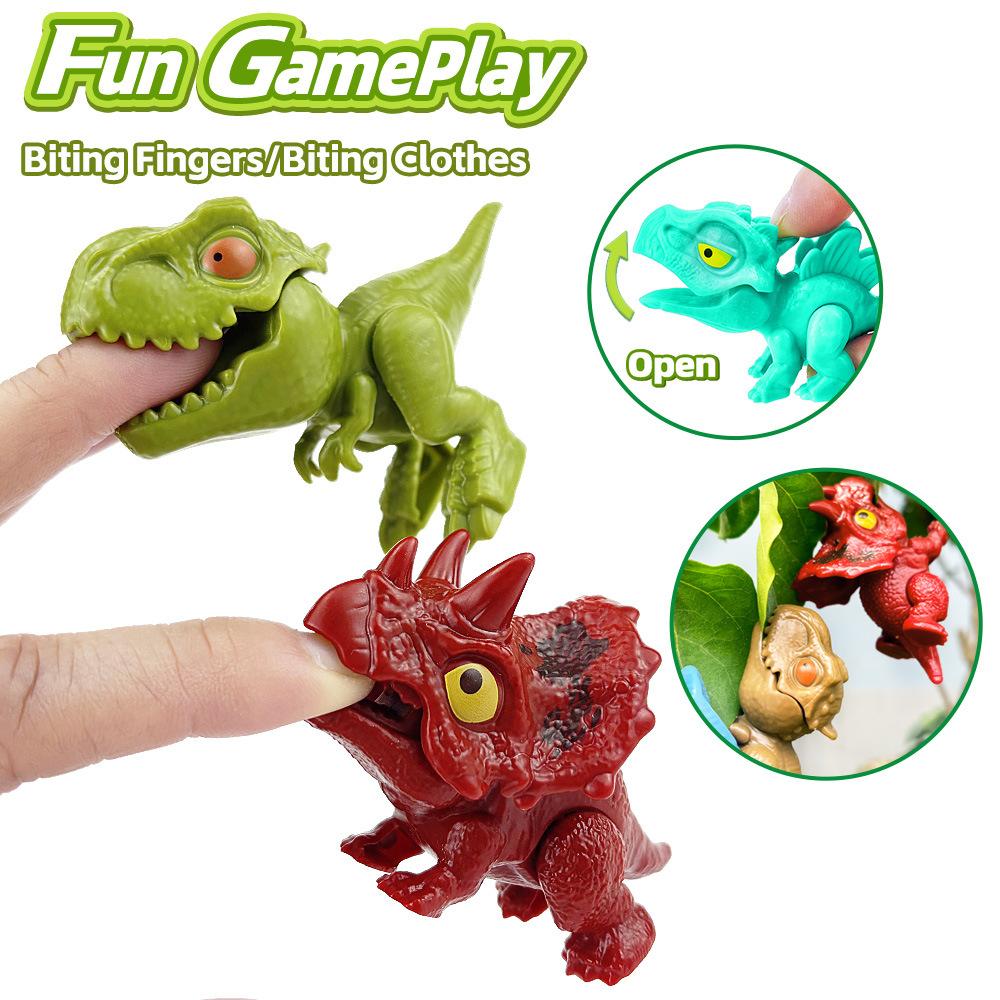 Jurassic Finger Dinosaur Triceratops Tyrannosaurus Model Toys for Kids Creative Finger Biting Dinosaurs Interactive Toy Boy Gift