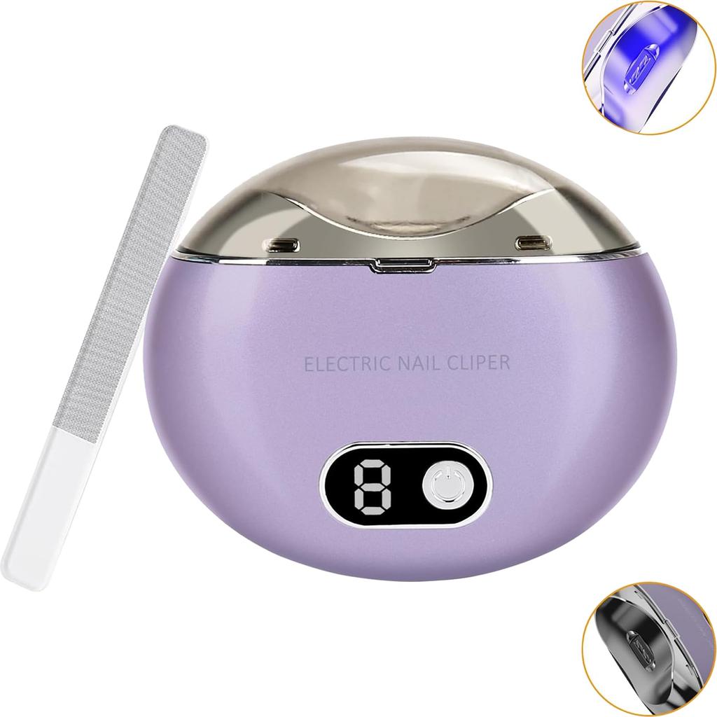 Hipuwu Electric Nail Clipper Automatic Nail Electric Nail Electric Nail LED Nail Easy to Suitable for and Gift [2024 Innovation] Clipper, Three-Speed