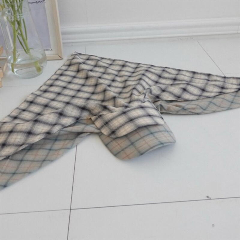 Layered design check pattern scarf cap hat Blue