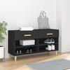 Shoe Cabinet - Black - 102x35x55 Cm - Engineered Wood - 2 Drawers - Contemporary Design